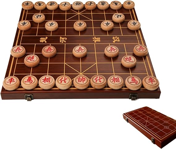 Wooden Folding Chinese Chess, Chinese Chess Strategy Set, Strategy and Skill Game, 2 Player Classic Educational Tabletop Game for Teens Adults Family 3.8cm
