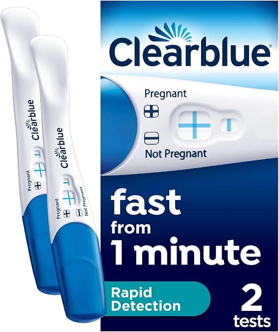 Clearblue Pregnancy Test, Rapid Detection, Result As Fast As 1 Minute, Kit of 2 Tests, Easy At Home Pregnancy Test