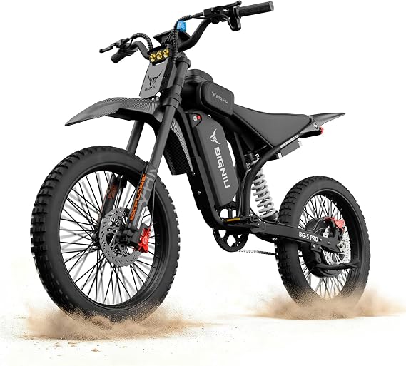 BIGNIU Electric Dirt Bike, Electric Bike for Adults with 5000W Peak Motor, 60V 32Ah Battery, 19x2.1 Fat Tires, Off-Road Ebike Removable Battery, E Bike for Teens, Ebike City Riding