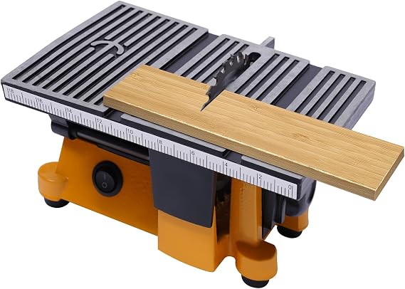 Mini Table Saw, 4" Portable Hobby Table Saw Woodworking Bench Cut-Off Saw Small Cutting Machine for Precision Cut Wood Stone Glass Cutter Cutting Tool with 3 Saw Blade