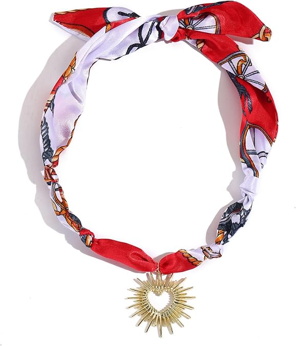 HETICA Mothers Day Gifts Boho Scarf Necklace for Women Silk Western Charm Necklaces for Women Summer Beach Jewelry for Vacation Fashion Accessory Jewelry Gift