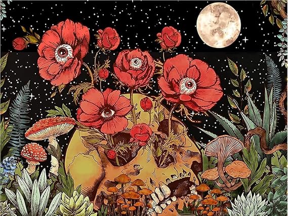 KTHOFCY 5D DIY Diamond Painting Kits for Adults Kids Skull Flower and Moon Full Drill Embroidery Cross Stitch Crystal Rhinestone Paintings Pictures Arts Wall Decor Painting Dots Kits 15.7X11.8 in