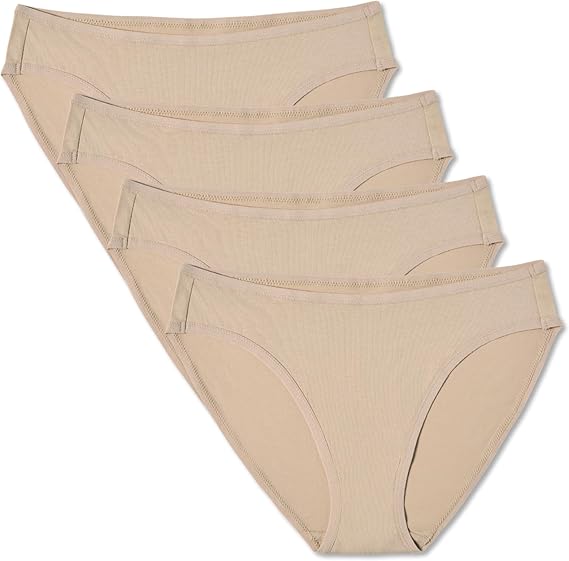 Pact Organic Cotton Women's Everyday Classic Fit Bikini Underwear, 4 Pack