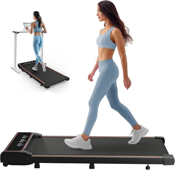 Walking Pad Under Desk Treadmill, Portable Compact Electric Walking Treadmill with Remote Control for Home Office, Quiet Fitness Machine