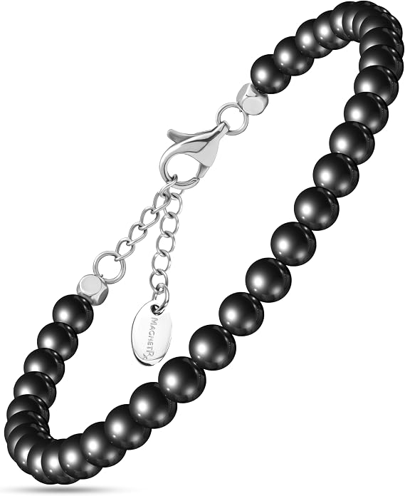 MagnetRX Hematite Beaded Magnetic Anklets (Round Beads)