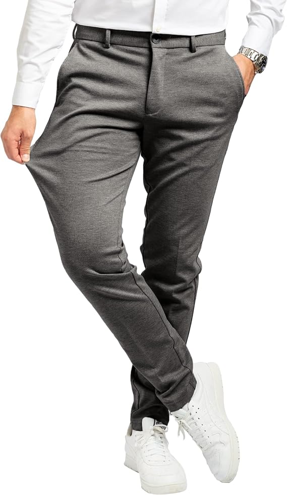 Performance Pants Men's Slim Fit Stretch Trousers Green M 32x34