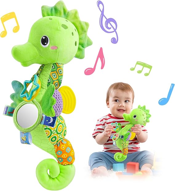 LIGHTDESIRE Baby Toys Sensory Musical Seahorse Soft Plush Stuffed Animals