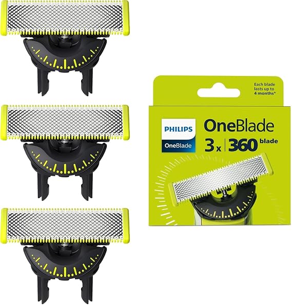 Philips OneBlade 360 Yüz Yedek Bıçak - Tüm OneBlade Kolları, 3 Paket, QP430/50'ye uyar
