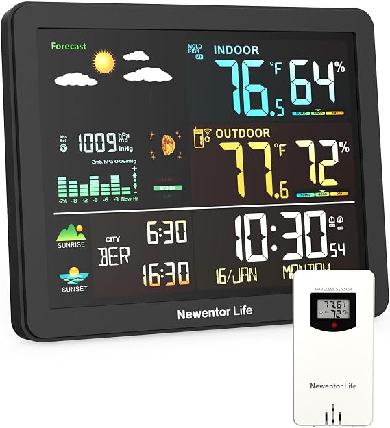 Newentor Life Weather Station Wireless Indoor/Outdoor Thermometer
