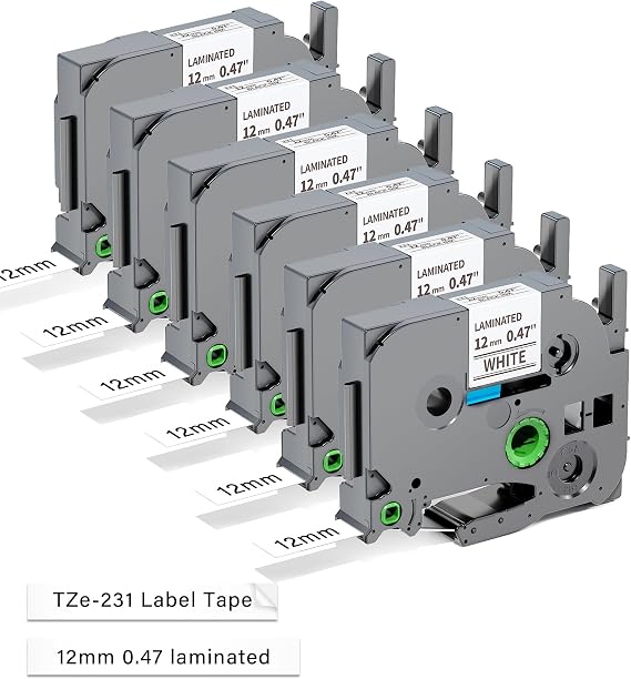 Replace for Brother P-Touch Label Tape 12mm 0.47" Laminated White