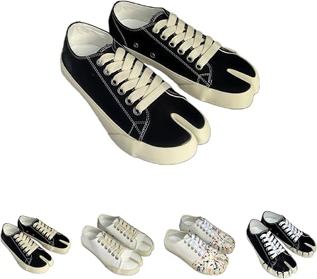 Women's Tabi Shoes Canvas Upper - Graffiti Design Cross Laces Breathable Lining Non - Slip Durable Sole Versatile Casual Sneakers for Daily Wear.