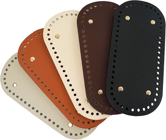 5 Pack Purse Leather Bottoms for Crocheting,10x4.7 in Bag Bottom Base for Crochet,Leather Nail Bottom Shaper Pad for DIY Crochet Bag Shoulder Tote Purse Handbag Bags Cushion Base