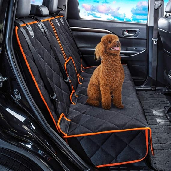 petalage Car Seat Protector, 52 x 50 for for Familay Car & Regular SUVs, 600D Heavy Duty Car Seat Cover Waterproof Dog Car Seat Cover for Back Seat, Scratch Proof Nonslip Seat Cover for Dogs in Car