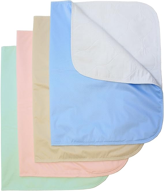 Washable Bed Pads/Reusable Incontinence Underpads 24x36-4 Pack - Blue, Green, Tan and Pink - Ideal for Children and Adults Wholesale Incontinence Protection