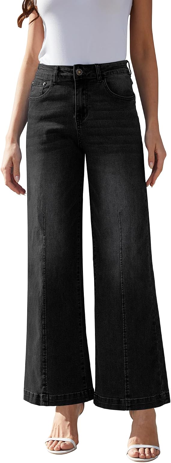 Wide Leg Jeans for Women - High Waisted Baggy Jeans Stretch Loose Denim Pants