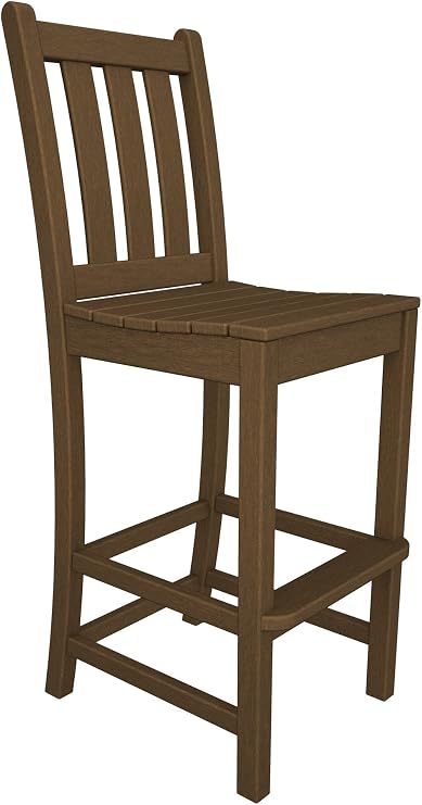POLYWOOD Traditional Garden Bar Side Chair in Slate Grey
