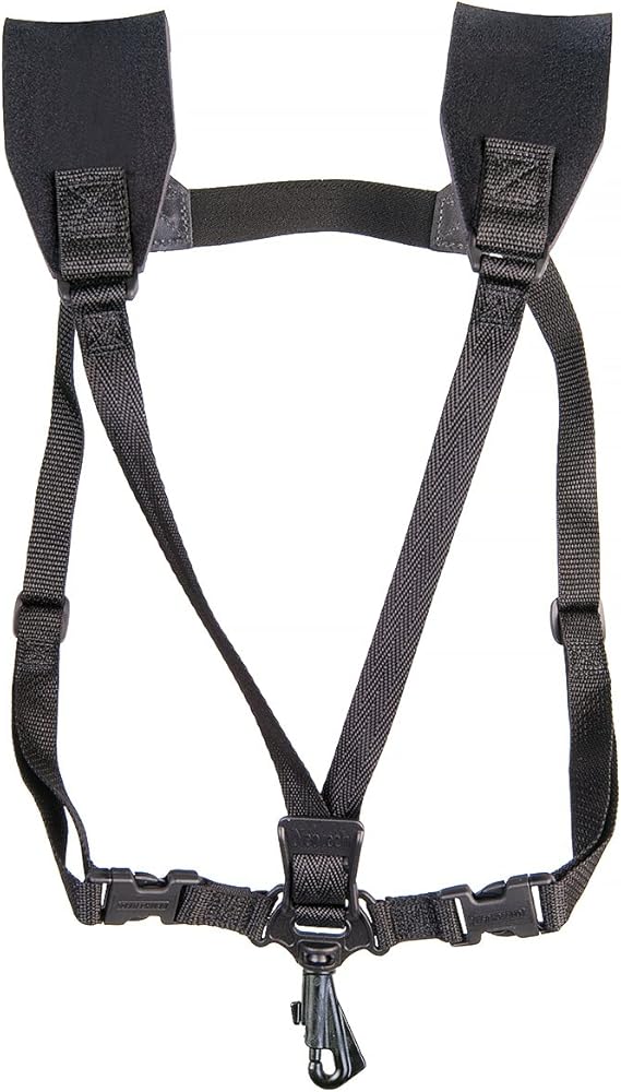 Neotech Soft Harness Padded Neoprene Saxophone Shoulder Harness with Swivel Hook | Adjustable, Comfortable Support Regular, Black, Made in USA