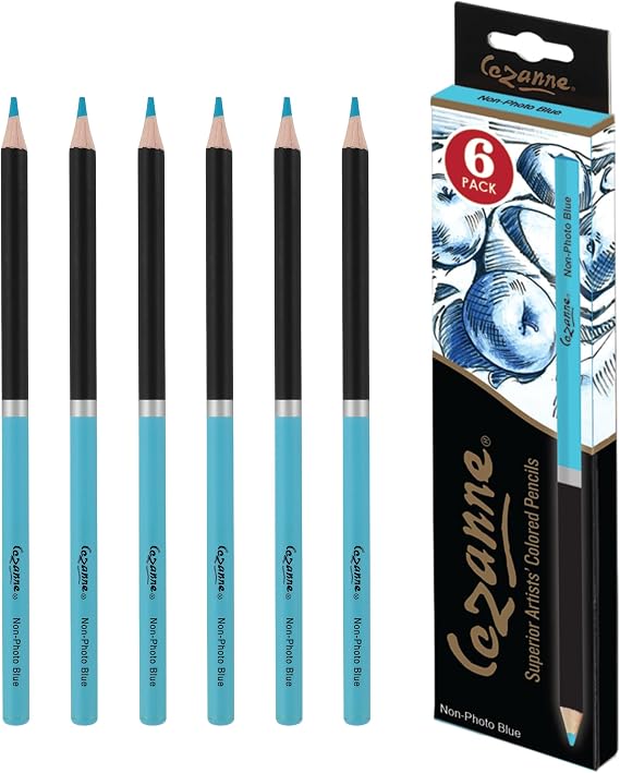 Creative Mark Cezanne Premium Colored Pencils Non-Photo Blue 6 Pack - Highly-Pigmented Drawing Pencils - Coloring Pencils for Drawing, Blueprints, Sketching, and More