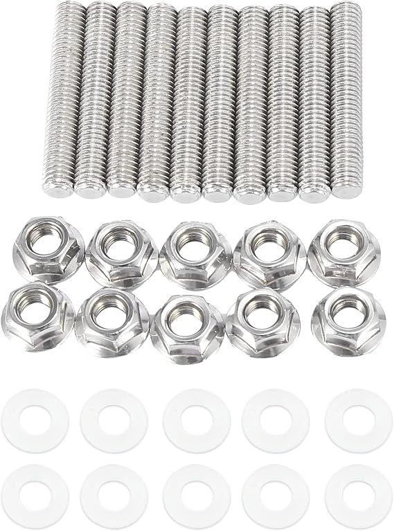 X AUTOHAUX 10pcs Stainless Steel Exhaust Manifold Bolt Stud Hardware for Honda for Acura B C D F H K Series Engines