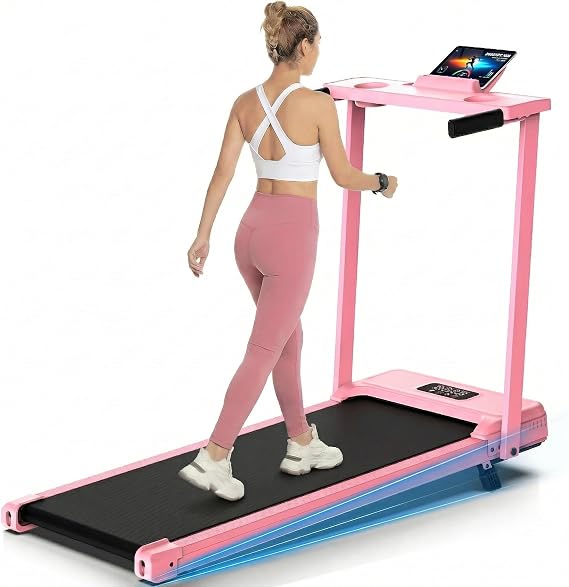 FUNMILY Incline Walking Pad Treadmill with Handle Bar, Folding Treadmills for Home Small, 3.5HP Portable Treadmill with Desk, 350 lbs Weight Capacity, Walking Pad with Remote Control and LED Display