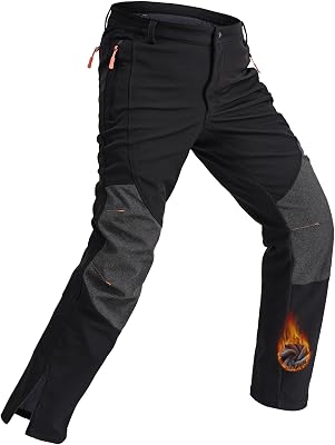 Rapoo Snow Ski Softshell Waterproof Snowboard Winter Hiking Cargo Pants Outdoor Fleece Lined Zipper Bottom Leg