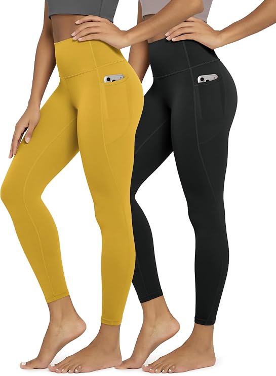 ODODOS 2-Pack Buttery Soft Lounge Yoga Leggings with Pockets for Women 23" / 25" / 28" High Waist Yoga Pants