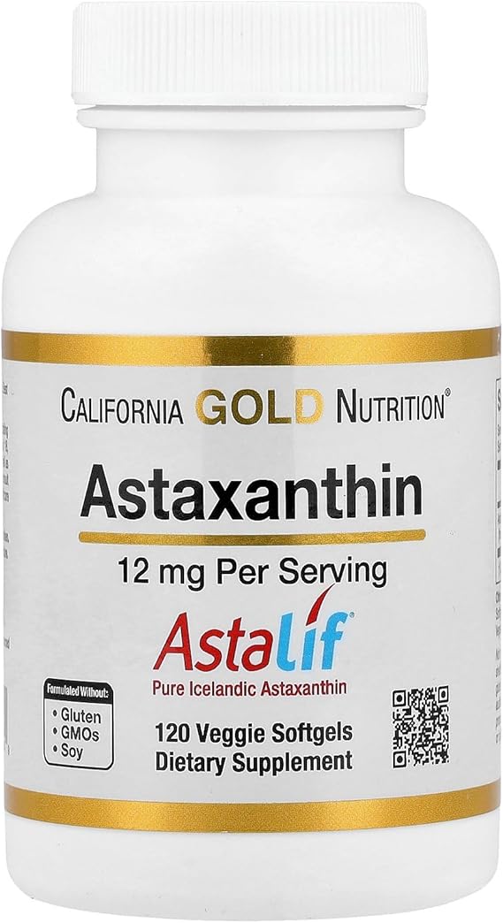 California Gold Nutrition Astaxanthin, Antioxidant Carotenoid, AstaLif Pure Icelandic Biologically Active 99% Isomer, 12 mg, 120 Veggie Softgels
