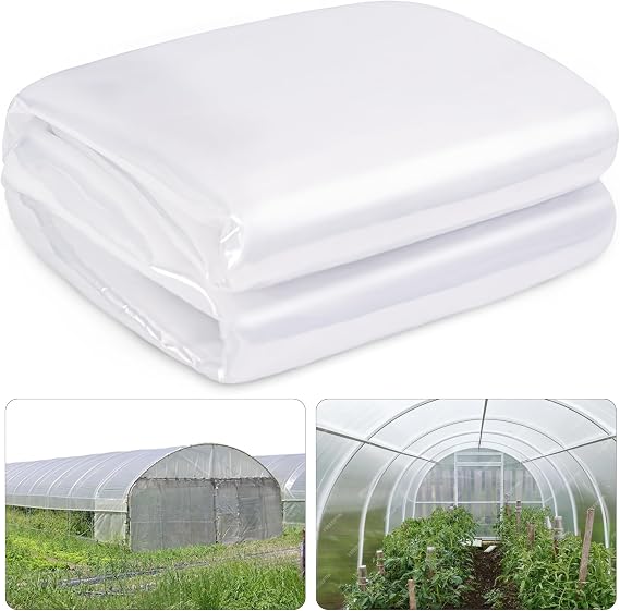 6 Mil Clear Greenhouse Plastic Sheeting,9.8FTx14.8FT Transparent Plastic Film for Greenhouse, Resistant Polyethylene Film for Farm,Garden...