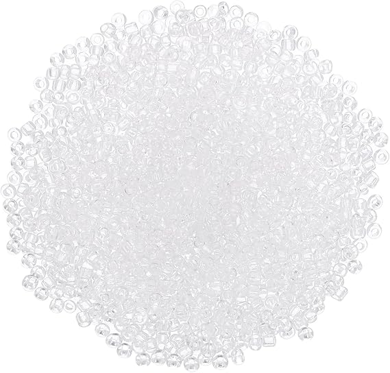 uxcell 2000 Pcs Glass Seed Beads Bulk, 2mm Mini Glass Bugle Beads for DIY Earrings, Necklaces, Bracelets, Jewelry Making, Clear White