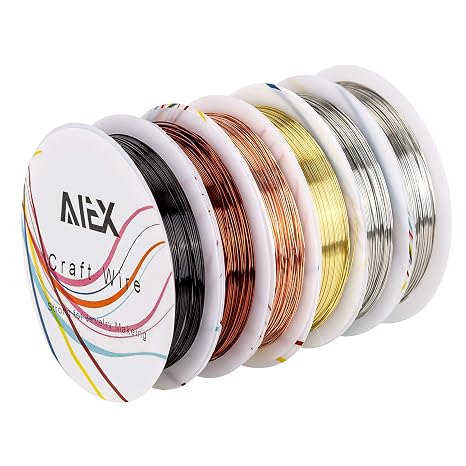 AIEX 6 Rolls 26 Gauge Iron Wire Cable Metal Jewelry Copper for Crafts