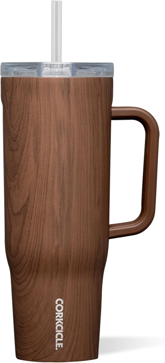 Corkcicle Cruiser Insulated Tumbler - Keeps Drinks Cold 20 Hours - Triple-Insulated Stainless Steel - Spill-Proof Lid - Summer Drinkware Gift - Keeps Drinks Ice Cold - 40 oz - Walnut Wood