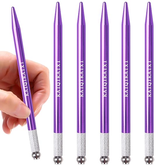 Microblading Pens Blue 5 Piece Light Manual Tattoo Eyebrow Pens For Permanent Makeup Supplies Durable Aluminum Pen With Lock-Pin Tech Tattoo Microblading Pen