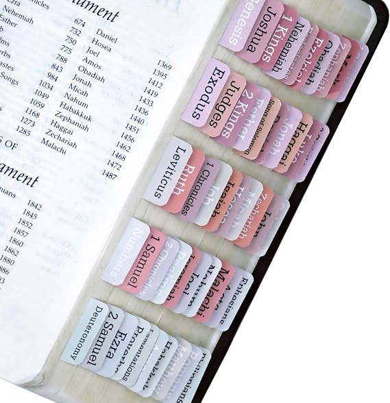 Bible tabs are Excellent for Bible Study. with 75 Waterproof Film Book tabs Suitable for Both Women and Men, They Offer Accurate Marking, Acting as Great Guides During Study. (Gradual Pink)