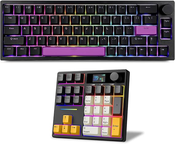 BOYI 66Pro 65% Mechanical Keyboard+31 Numpad with Screen Comb,RGB Compact Gaming Keyboard for Gaming&Working