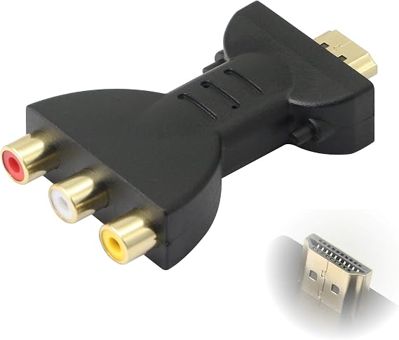 YAODHAOD HDMI-3RCA Adapter HDMI Male to 3 RCA Female Composite Video Audio VA Component Converter Adapter Suitable for HDTV DVD and Most LCD Projectors Device (Red, White, Yellow)