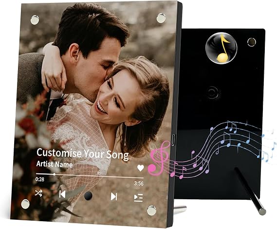 Personalised Spotify Picture Frame with Music, Custom Valentine's Day Gift for Him/Her, Boyfriend/Girlfriend, Music Photo Frame for Anniversaries, Weddings, Birthdays, Unique Gift for Men, Women