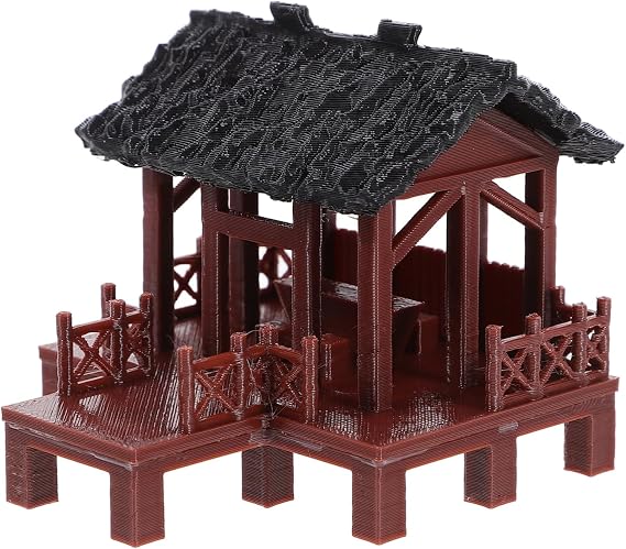 Zerodeko Thatched Hut Model Miniature Traditional Chinese Pavilion Figurine for Fairy Garden Bonsai Decorations Aquarium Landscape Outdoor 2.36 Inch