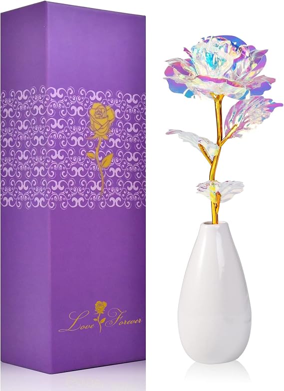 Birthday Gifts for Women Mom Grandma - Artificial Rose Flowers with Vase