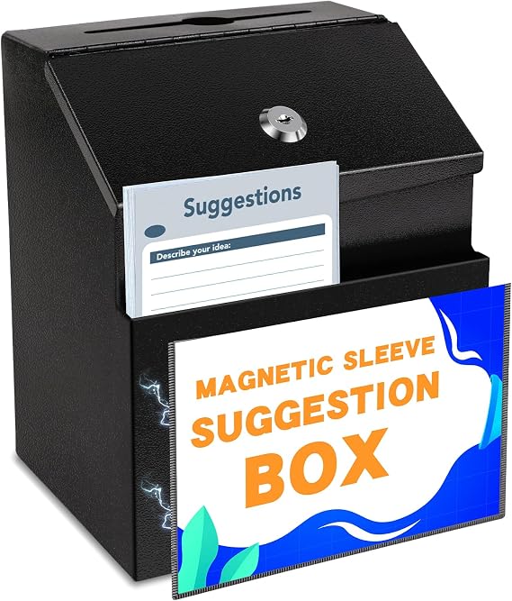 Suggestion Boxes with Magnetic Sign Holder, Metal Donation Boxes