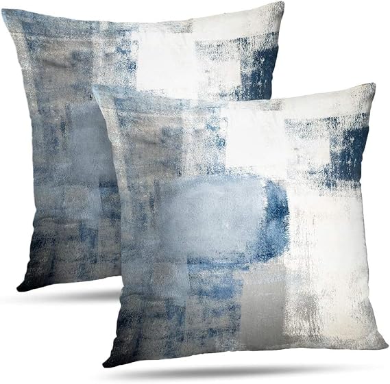 Throw Pillow Covers for Couch, 18x18 Inch, Set of 2, Grey Blue