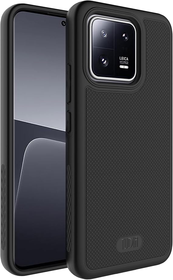 TUDIA DualShield Grip Designed for Xiaomi 13 Case 5G, [MergeGrip] Military Grade Tough Shockproof Slim Dual Layer Non-Slip Heavy Duty Protective Phone Case Cover - Matte Black