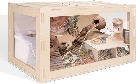Niteangel Bigger World - MDF Aspen Terrarium for Hamster Gerbils Mice Lemming Degus or Other Small-Sized Pets(30 x 15 x 17.7 inches, Burlywood)