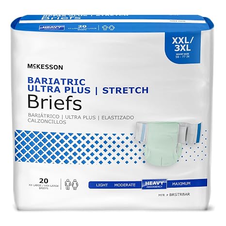 McKesson Ultra Plus Stretch Briefs, XXL/3XL, Heavy Absorbency, 77 in, 80 ct