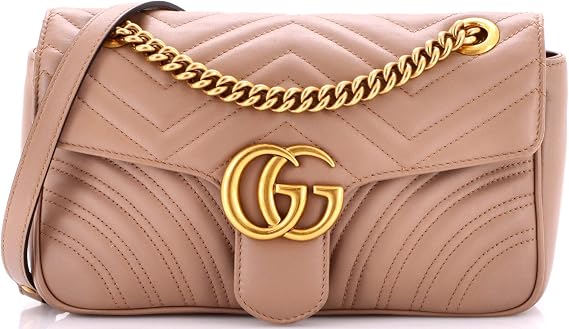 Pre-Loved GG Marmont Flap Bag Matelasse Leather Medium, Neutral