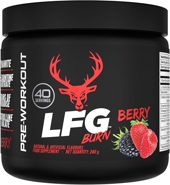 Bucked Up LFG Burn Pre-Workout Powder, Berry Flavour, 40 Servings