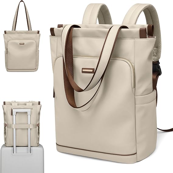 GOLF SUPAGS Convertible Laptop Backpack for Women Casual Daypack Notebook Tote Bag for Work College Travel Leisure (Apricot)