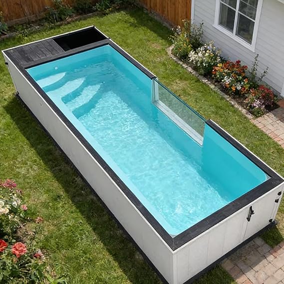 Prefabricated Shipping Container Pool for Backyards Fiberglass Design, Ideal for Adult Use, Relaxation, and Summer Entertainment