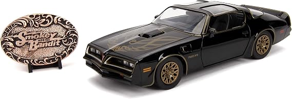 Jada Smokey and The Bandit 1:24 1977 Pontiac Firebird Trans Am Die-cast Car & Belt Buckle, Toys for Kids and Adults