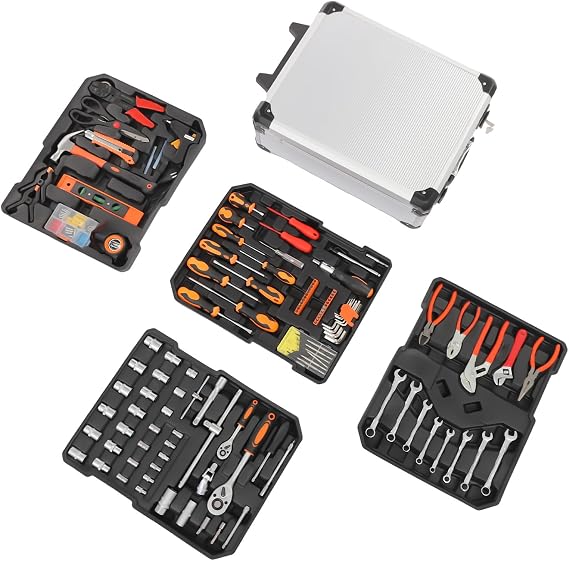 Home Tool Kit 187PCS Home Repair Tool Kit Toolbox Storage Case with Lock Hardware Tool Set for Home Maintenance, Garden Care, General Repairs