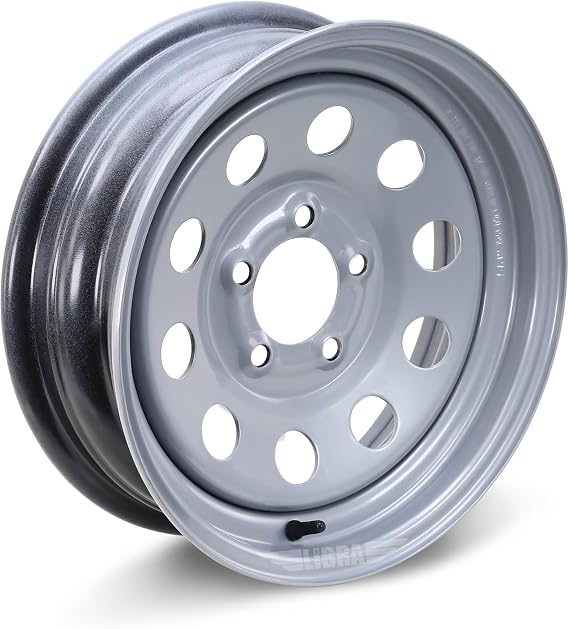 LIBRA 15 x 5 Trailer Wheel 5 Lug on 5" Bolt Pattern Silver Mod -17006
